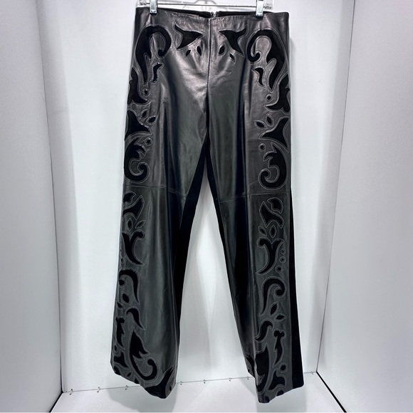 Danier Pants - Danier Suede Leather Pants Womens Sz 8 Made in Canada Black Wide Leg Lined